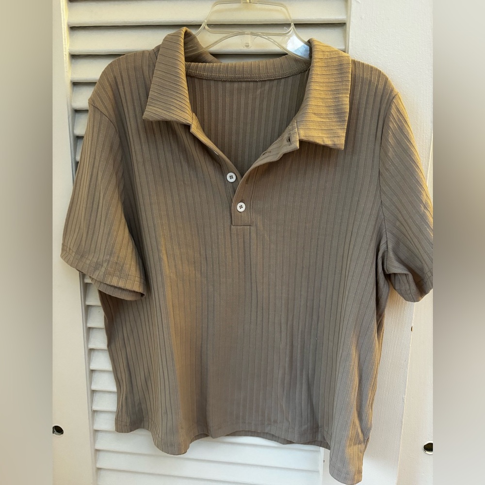 Rib Knit Collar T-Shirt